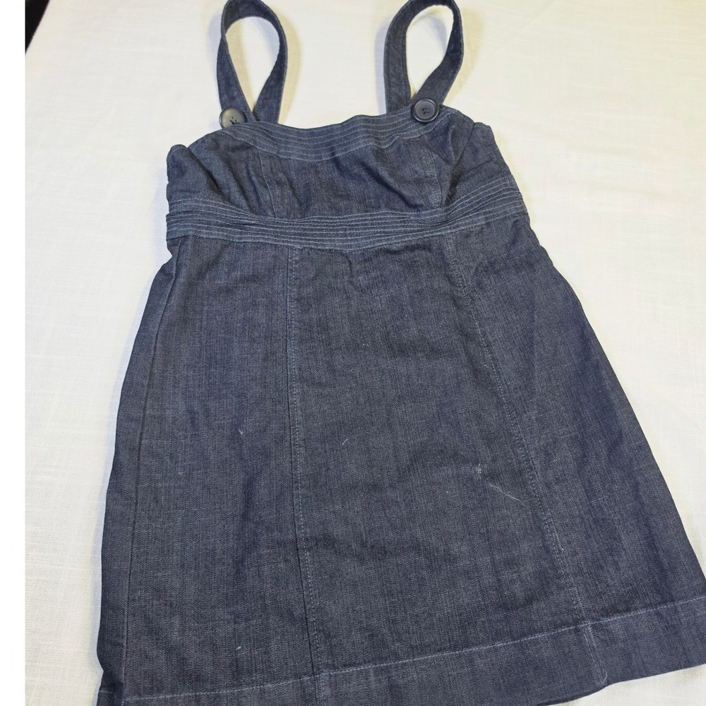 Mixit Stretch Denim Pinafore Dress Dark Wash Blue Cotton Blend Large 0556